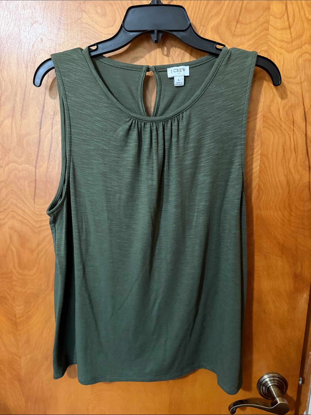 J. Crew Olive Green Sleeveless Gathered Neck Tank size large